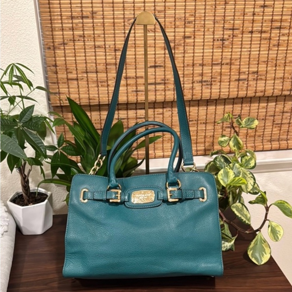Michael Kors Teal/Turquoise Satchel with Gold Accents